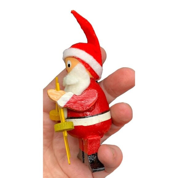 Silvestri Wooden Skiing Santa Christmas Ornament - New in Package Hand Paint - Picture 3 of 9